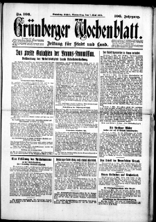Grünberger Wochenblatt: Zeitung für Stadt und Land, No. 106. (7. Mai 1931)