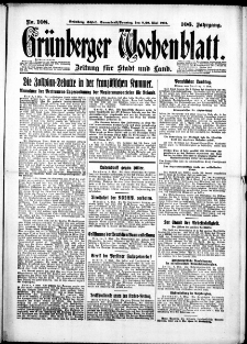 Grünberger Wochenblatt: Zeitung für Stadt und Land, No. 108. (9./10. Mai 1931)