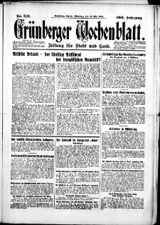 Grünberger Wochenblatt: Zeitung für Stadt und Land, No. 110. (12. Mai 1931)