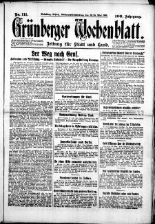 Grünberger Wochenblatt: Zeitung für Stadt und Land, No. 111. (13./14. Mai 1931)