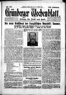 Grünberger Wochenblatt: Zeitung für Stadt und Land, No. 112. (15. Mai 1931)