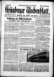 Grünberger Wochenblatt: Zeitung für Stadt und Land, No. 115. (19. Mai 1931)