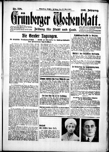 Grünberger Wochenblatt: Zeitung für Stadt und Land, No. 118. (22. Mai 1931)