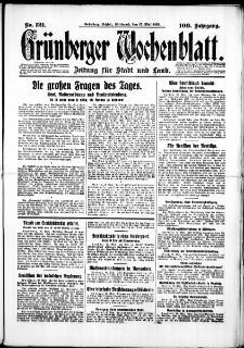 Grünberger Wochenblatt: Zeitung für Stadt und Land, No. 121. (27. Mai 1931)