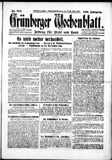 Grünberger Wochenblatt: Zeitung für Stadt und Land, No. 124. (30./31. Mai 1931)