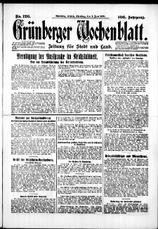Grünberger Wochenblatt: Zeitung für Stadt und Land, No. 126. (2. Juni 1931)
