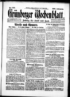 Grünberger Wochenblatt: Zeitung für Stadt und Land, No. 127. (3. Juni 1931)