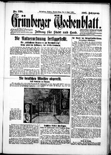 Grünberger Wochenblatt: Zeitung für Stadt und Land, No. 128. (4. Juni 1931)