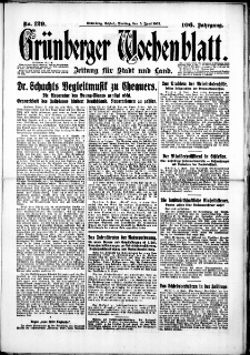 Grünberger Wochenblatt: Zeitung für Stadt und Land, No. 129. (5. Juni 1931)