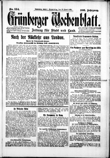 Grünberger Wochenblatt: Zeitung für Stadt und Land, No. 134. (11. Juni 1931)
