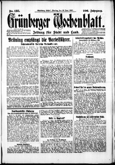 Grünberger Wochenblatt: Zeitung für Stadt und Land, No. 135. (12. Juni 1931)