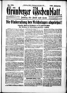 Grünberger Wochenblatt: Zeitung für Stadt und Land, No. 138. (16. Juni 1931)