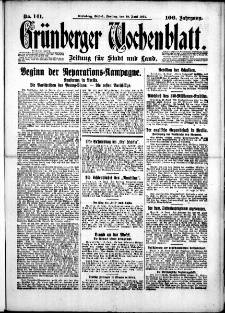 Grünberger Wochenblatt: Zeitung für Stadt und Land, No. 141. (19. Juni 1931)