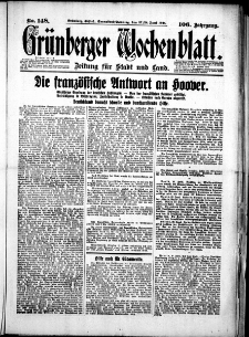 Grünberger Wochenblatt: Zeitung für Stadt und Land, No. 148. (27./28. Juni 1931)