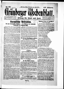 Grünberger Wochenblatt: Zeitung für Stadt und Land, No. 151. (1. Juli 1931)