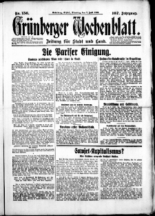 Grünberger Wochenblatt: Zeitung für Stadt und Land, No. 156. (7. Juli 1931)