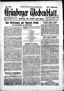 Grünberger Wochenblatt: Zeitung für Stadt und Land, No. 158. (9. Juli 1931)