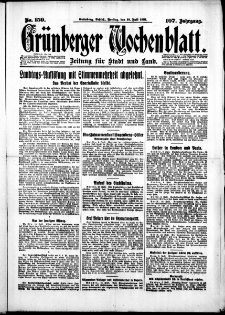 Grünberger Wochenblatt: Zeitung für Stadt und Land, No. 159. (10. Juli 1931)