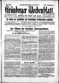 Grünberger Wochenblatt: Zeitung für Stadt und Land, No. 161. (13. Juli 1931)