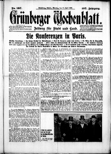 Grünberger Wochenblatt: Zeitung für Stadt und Land, No. 167. (20. Juli 1931)
