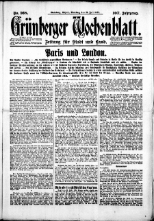 Grünberger Wochenblatt: Zeitung für Stadt und Land, No. 168. (21. Juli 1931)