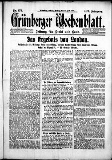 Grünberger Wochenblatt: Zeitung für Stadt und Land, No. 171. (24. Juli 1931)