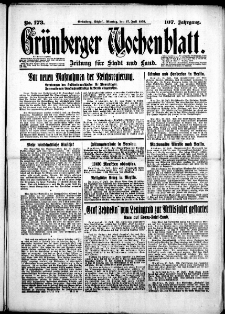 Grünberger Wochenblatt: Zeitung für Stadt und Land, No. 173. (27. Juli 1931)