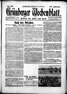 Grünberger Wochenblatt: Zeitung für Stadt und Land, No. 175. (29. Juli 1931)