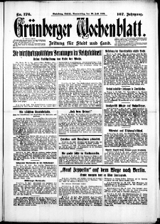 Grünberger Wochenblatt: Zeitung für Stadt und Land, No. 176. (30. Juli 1931)