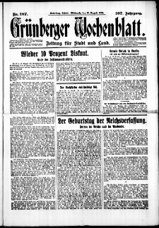 Grünberger Wochenblatt: Zeitung für Stadt und Land, No. 187. (12. August 1931)