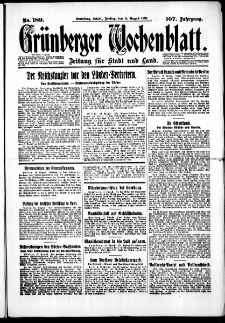 Grünberger Wochenblatt: Zeitung für Stadt und Land, No. 189. (14. August 1931)