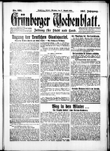 Grünberger Wochenblatt: Zeitung für Stadt und Land, No. 191. (17. August 1931)
