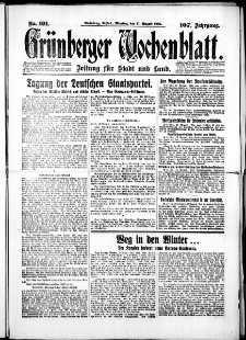 Grünberger Wochenblatt: Zeitung für Stadt und Land, No. 191. (17. August 1931)