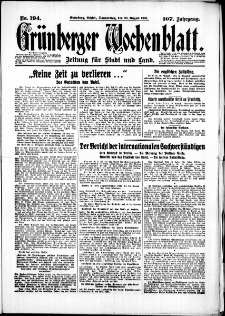 Grünberger Wochenblatt: Zeitung für Stadt und Land, No. 194. (20. August 1931)