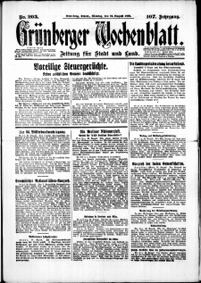 Grünberger Wochenblatt: Zeitung für Stadt und Land, No. 203. (31. August 1931)