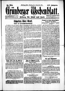Grünberger Wochenblatt: Zeitung für Stadt und Land, No. 204. (1. September 1931)