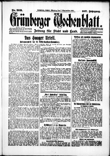 Grünberger Wochenblatt: Zeitung für Stadt und Land, No. 209. (7. September 1931)