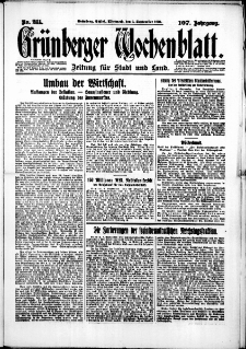 Grünberger Wochenblatt: Zeitung für Stadt und Land, No. 211. (9. September 1931)