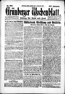 Grünberger Wochenblatt: Zeitung für Stadt und Land, No. 213. (11. September 1931)