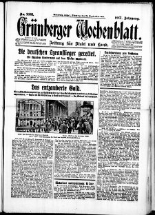 Grünberger Wochenblatt: Zeitung für Stadt und Land, No. 222. (22. September 1931)