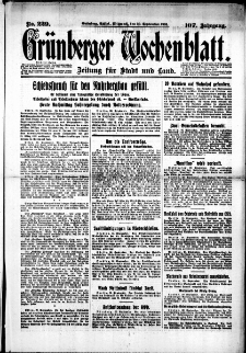 Grünberger Wochenblatt: Zeitung für Stadt und Land, No. 229. (30. September 1931)