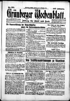Grünberger Wochenblatt: Zeitung für Stadt und Land, No. 231. (2. Oktober 1931)