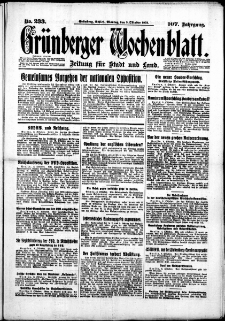 Grünberger Wochenblatt: Zeitung für Stadt und Land, No. 233. (5. Oktober 1931)