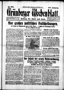 Grünberger Wochenblatt: Zeitung für Stadt und Land, No. 234. (6. Oktober 1931)