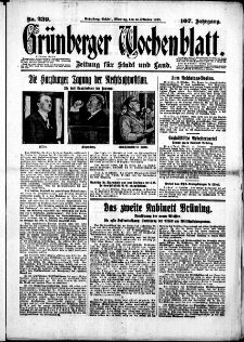 Grünberger Wochenblatt: Zeitung für Stadt und Land, No. 239. (12. Oktober 1931)
