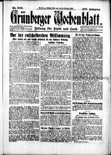 Grünberger Wochenblatt: Zeitung für Stadt und Land, No. 243. (16. Oktober 1931)