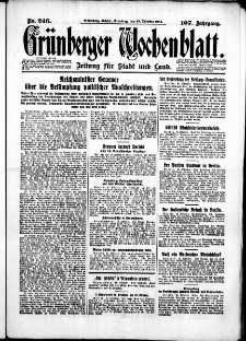 Grünberger Wochenblatt: Zeitung für Stadt und Land, No. 246. (20. Oktober 1931)