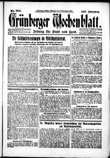 Grünberger Wochenblatt: Zeitung für Stadt und Land, No. 257. (2. November 1931)