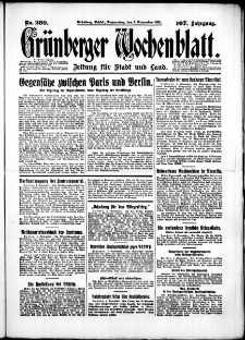 Grünberger Wochenblatt: Zeitung für Stadt und Land, No. 260. (5. November 1931)