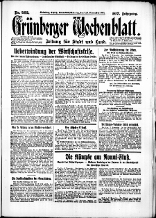 Grünberger Wochenblatt: Zeitung für Stadt und Land, No. 262. (7./8. November 1931)